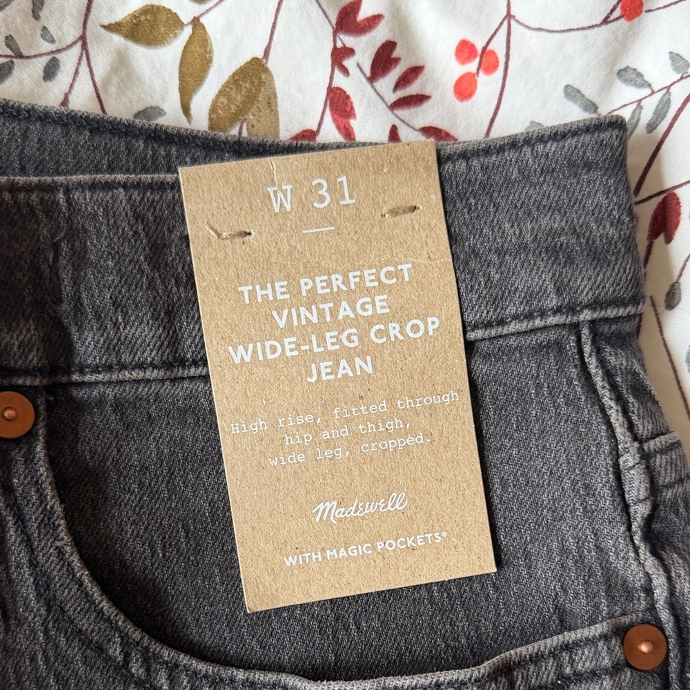 Madewell Wide-Leg Crop Jeans — Charcoal Gray